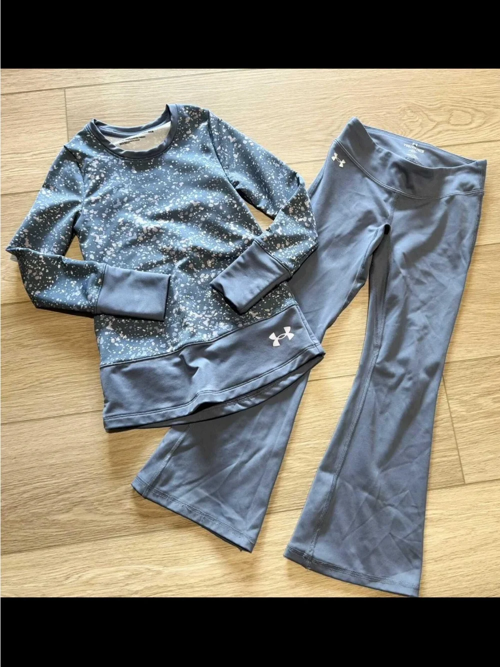 Under Armour Girls' XS Blue Long-Sleeve Top & Flare Leggings Set